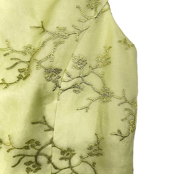 Talbots 100% Silk Size 4 Green Embroidered Drop Waist Fairy Dress‎ vtg - Picture 8 of 11